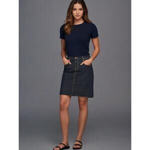 Apt. 9 Denim Skirt Women's 10 Elastic Waist Dark Blue Jean Stretch